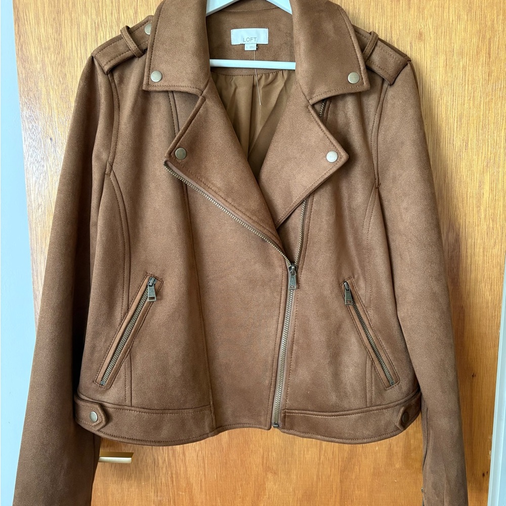 LOFT faux suede moto jacket